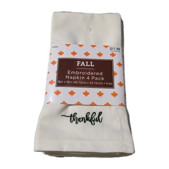 Robert Stanley Fall Tableware Linen Napkins 18x18" Set Of 4 NEW 100% Cotton - Picture 1 of 4